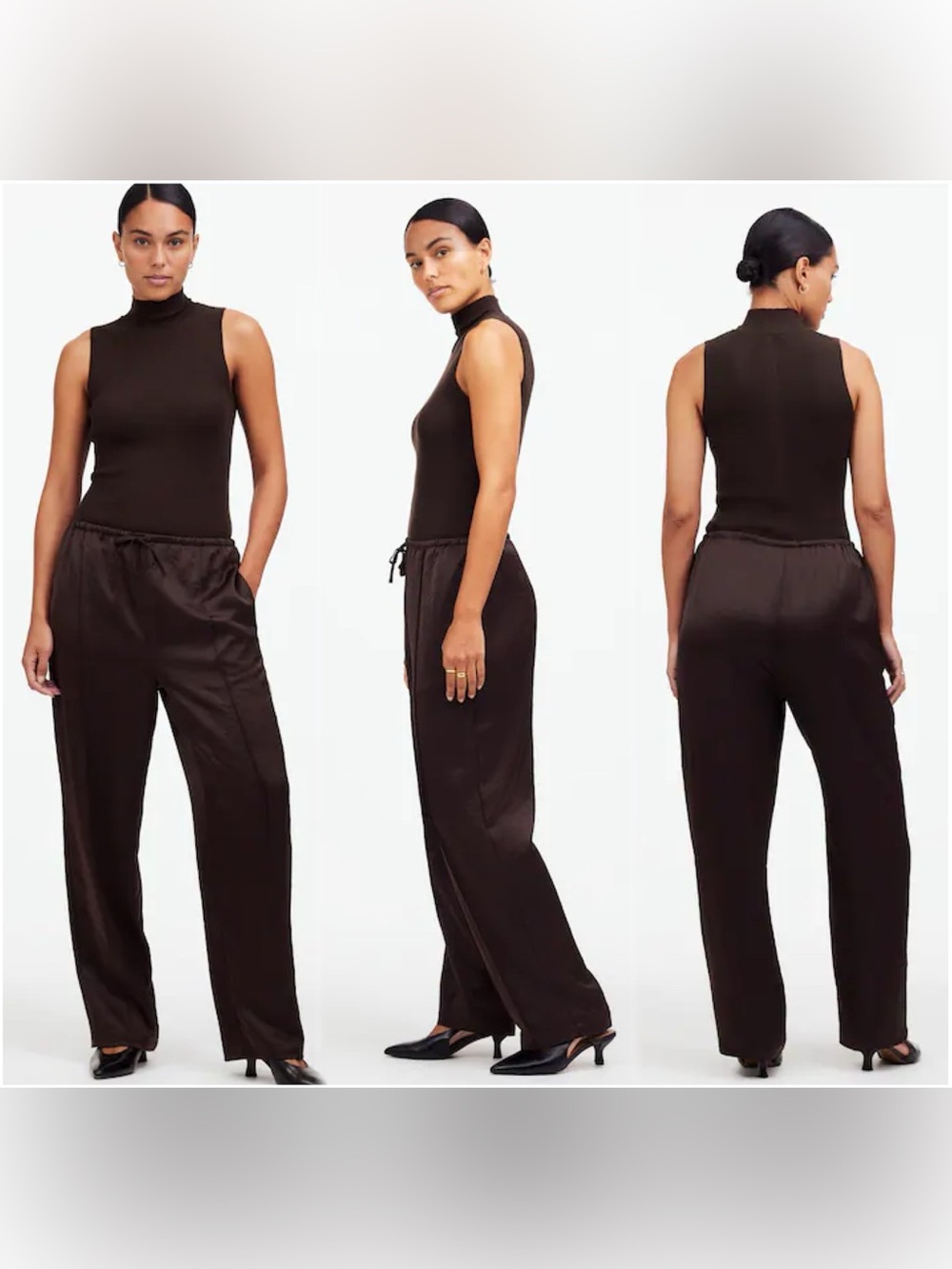 Madewell Pintucked Pull On Pants in Satin